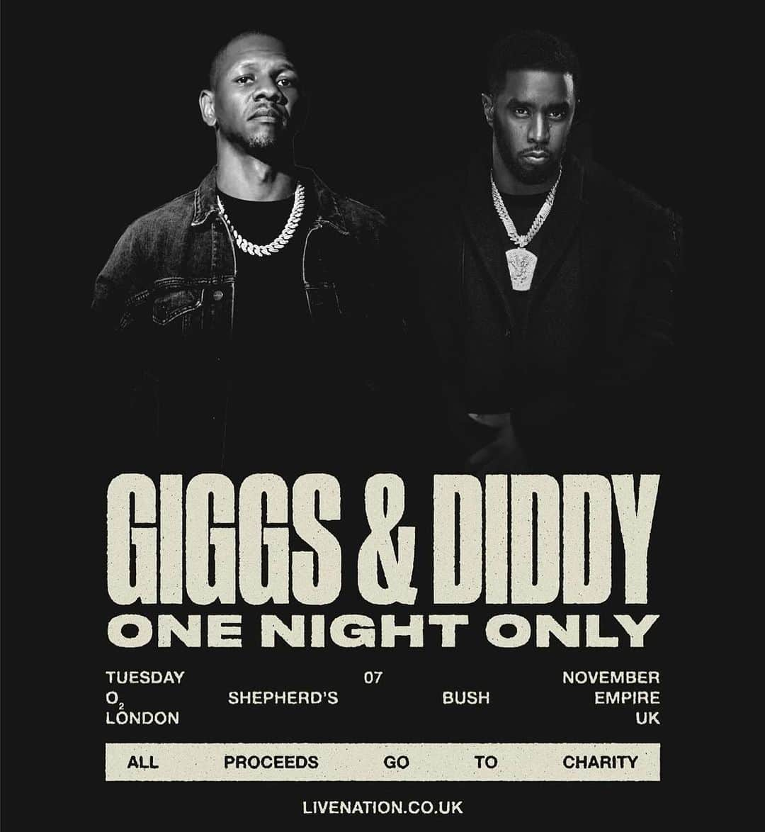 ディディさんのインスタグラム写真 - (ディディInstagram)「LONDON! IT’S UP TONIGHT! ME AND MY BROTHER @OFFICIALGIGGS ONE NIGHT ONLY!! THE SHOW IS SOLD OUT!! LET’S GO!! 🇬🇧」11月8日 0時42分 - diddy