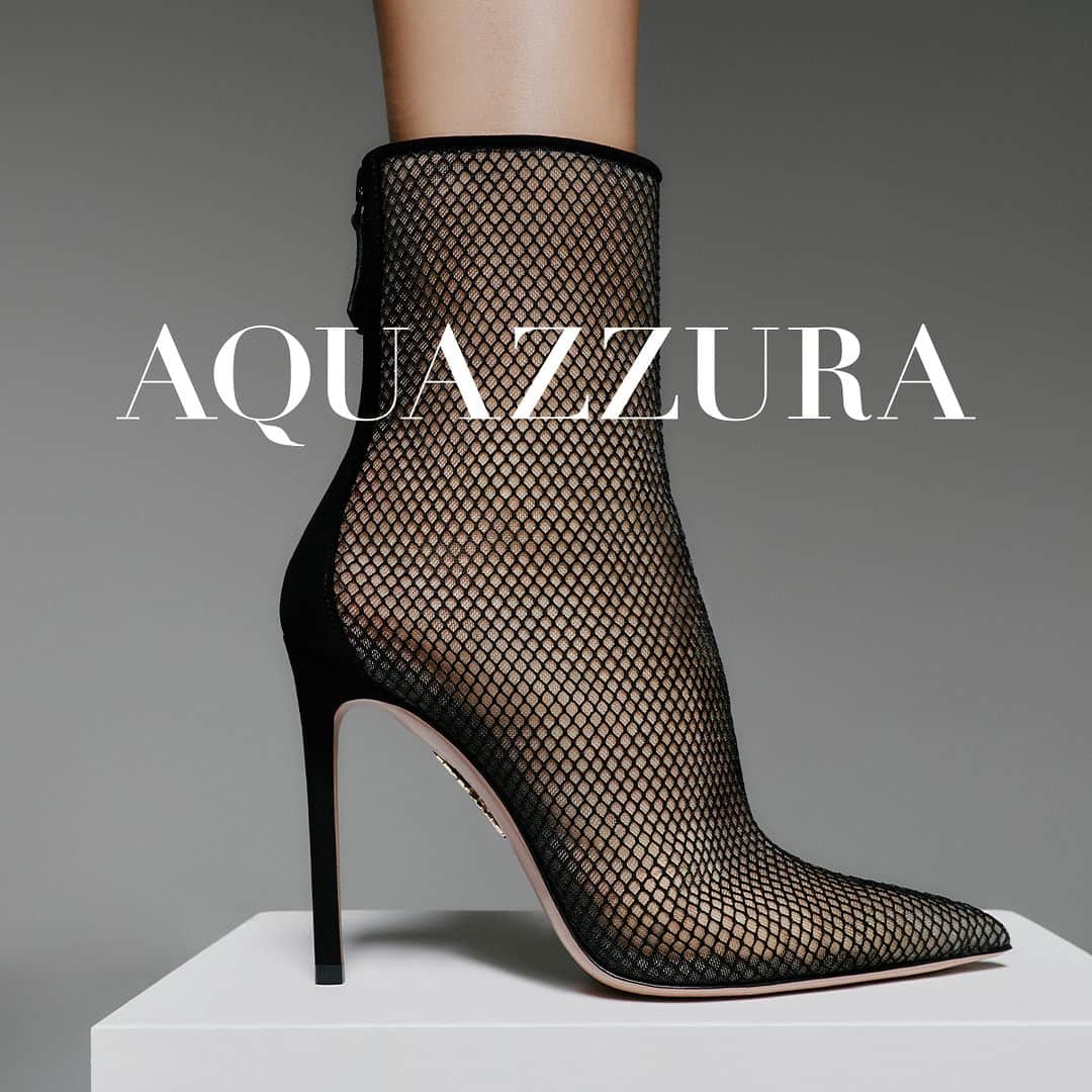 Aquazzuraのインスタグラム：「If you’re browsing ultra modern boots, look no further. Black suede, semi-sheer mesh, and playful transparency are key features of Wild Thoughts Booties   #AQUAZZURA  #AQUAZZURABoots」