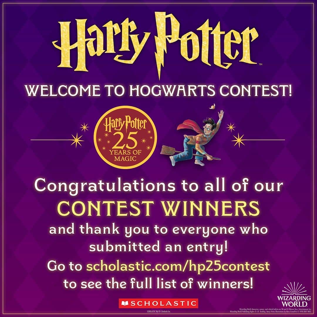ハリー・ポッターのインスタグラム：「Thank you for celebrating 25 years of magic with us and congratulations to all of our contest winners! Find out more about the contest winners at the link in our bio. #HarryPotter25」