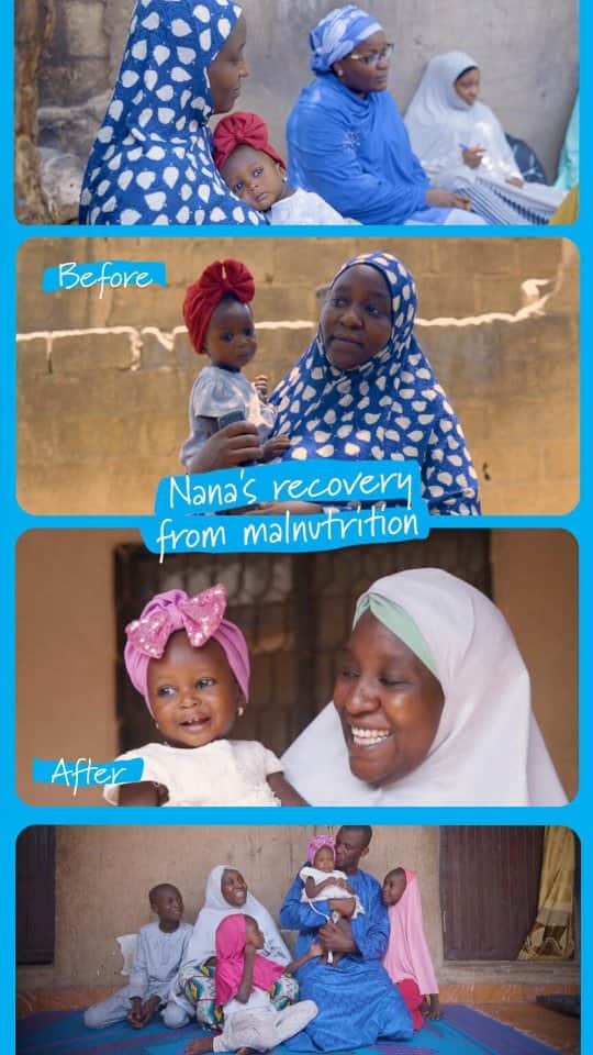 unicefのインスタグラム：「Baby Nana made a remarkable recovery from severe malnutrition in Nigeria.  These are the people and treatments that helped her do it.」