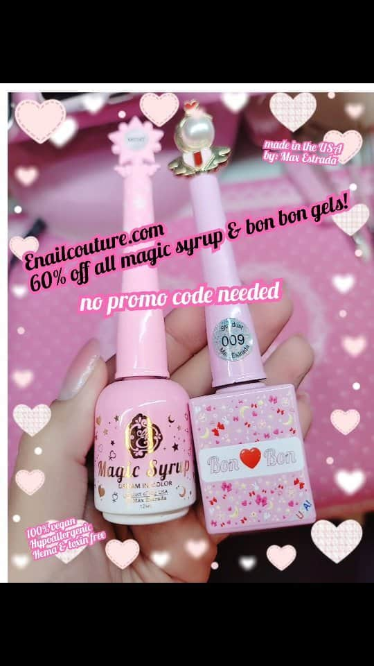 Max Estradaのインスタグラム：「Enailcouture.com 60% off all magic syrup and bon bon gels no promo code needed ♥️  Enailcouture.com new black label 123go nails,  the next level full coverage pre made gel nails,  15 sizes from 00 to 13. Thin cuticle area and thicker tip for the perfect look and pre etched so no extra steps ! Made in the usa #nailsnailsnails #nails #nailsdesign #nailart #nails #nailsart #fyp」