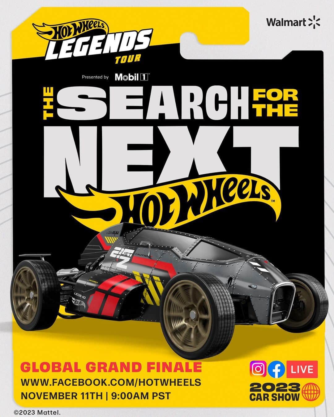 Hot Wheelsのインスタグラム：「Tune in this Saturday for the #HotWheelsLegends Tour Global Grand Finale and see which car will be chosen to be immortalized into a Hot Wheels 1:64 scale die-cast.  Streaming live 11.11.2023 at 9am PST on Hot Wheels social channels and MattelCreations.com. #HotWheels」