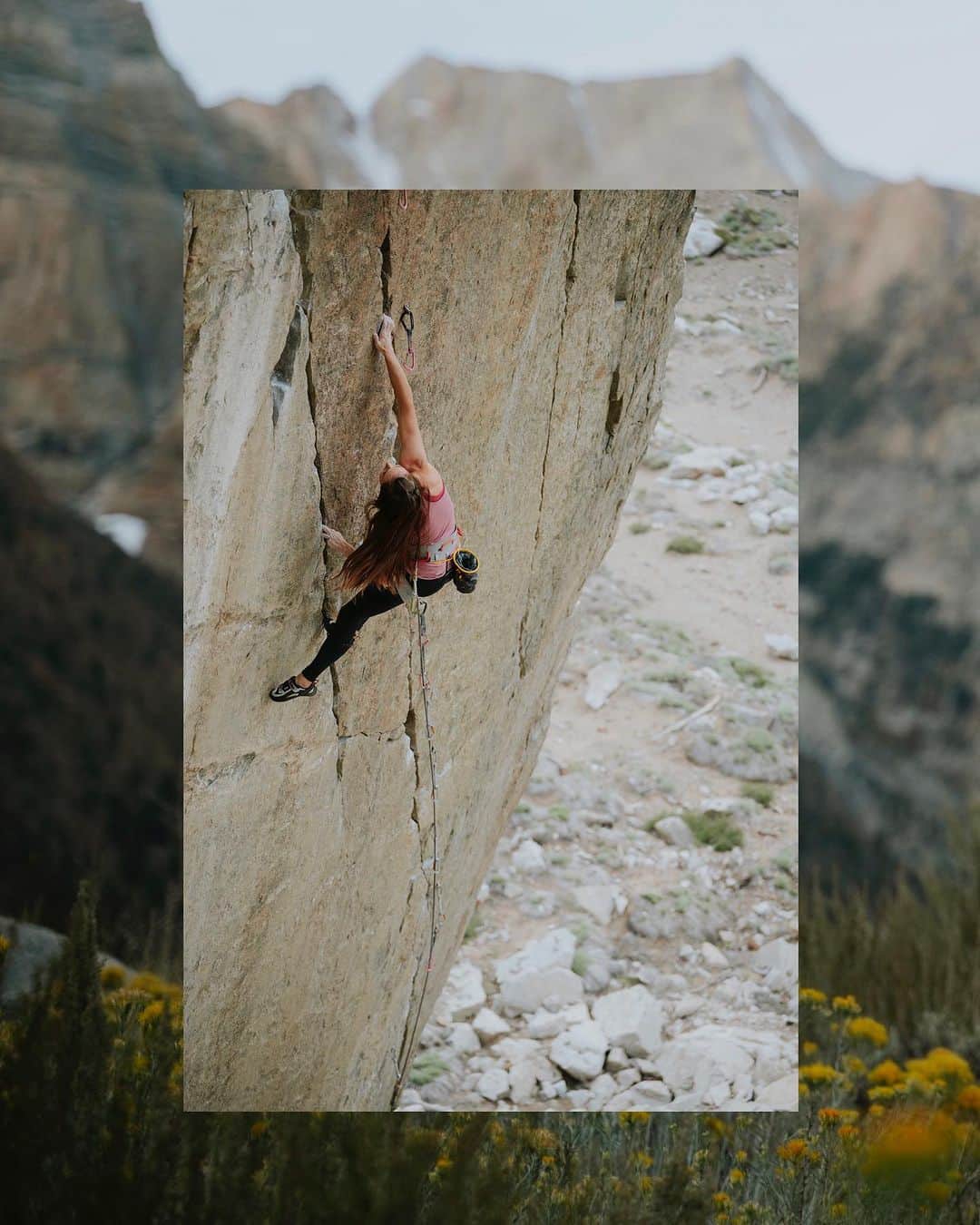 ペイジー・クラッセンのインスタグラム：「I had the pleasure of shooting photos with @ericbissell early in our Pine Creek trip, during some working burns on Karate. This route didn’t come easily, but it was exactly my style - short, powerful, a big rest, and lots of pinches. I get so wrapped up in the details of a project - the rock features and my own emotions - that it’s fun to zoom out and see a project through the lens of a talented artist like Eric. Looking back on these images make it feel more like a full experience. A beautiful line in a beautiful place, on a trip filled with so many friends 🤍  📸 @ericbissell for @lasportivana」