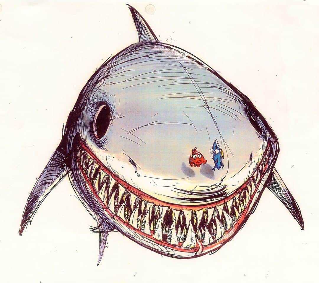 のインスタグラム：「🦈 🔁 Fish are friends not food... Fish are friends not food... Fish are...  Concept art by Ricky Nierva.」