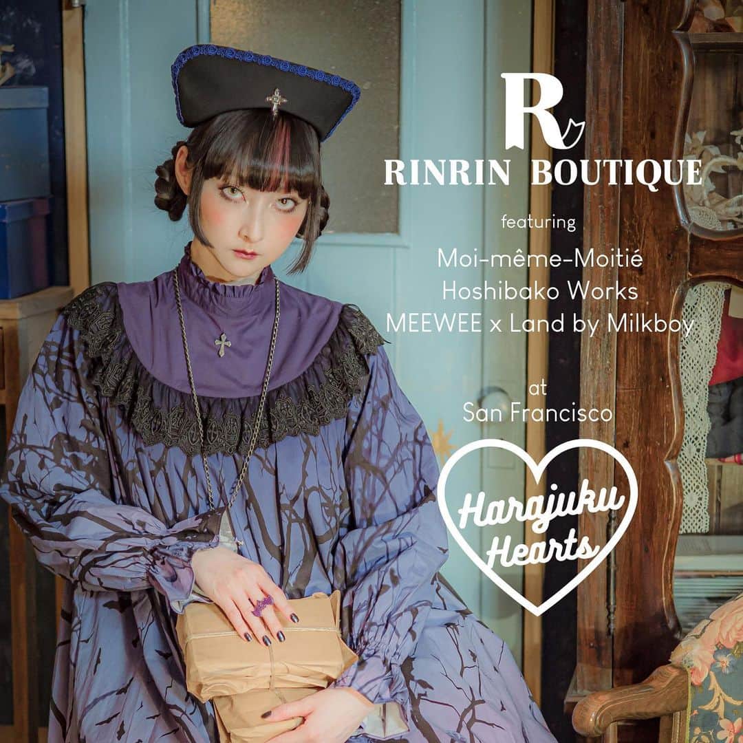 RinRinのインスタグラム：「🌟RinRin Doll Meet & Greet Event🌟  11/11/23 (Sat) 4:00-5:30pm  Come by to meet RinRin Doll!!  New items from Moi-même-Moitié, Hoshibako Works, and MeeWee x Land by milkboy will be available at Harajuku Hearts!  15 Kearny Street San Francisco  RinRin Boutique Private Shopping 11/11/23 (Sat) 5:30pm-6:30pm Ticketed event. Please visit www.Harajukuhearts.com for more information and tickets!   #rinrindoll #japan #tokyo #harajuku #japanesefashion #tokyofashion #harajukufashion #東京 #コーデ #今日のコーデ #原宿 #ootd #lolitafashionstyle #egl #gothicfashion #elegantgothicaristocrat #moimememoitie #hoshibakoworks #meeweedinkee #landbymilkboy」