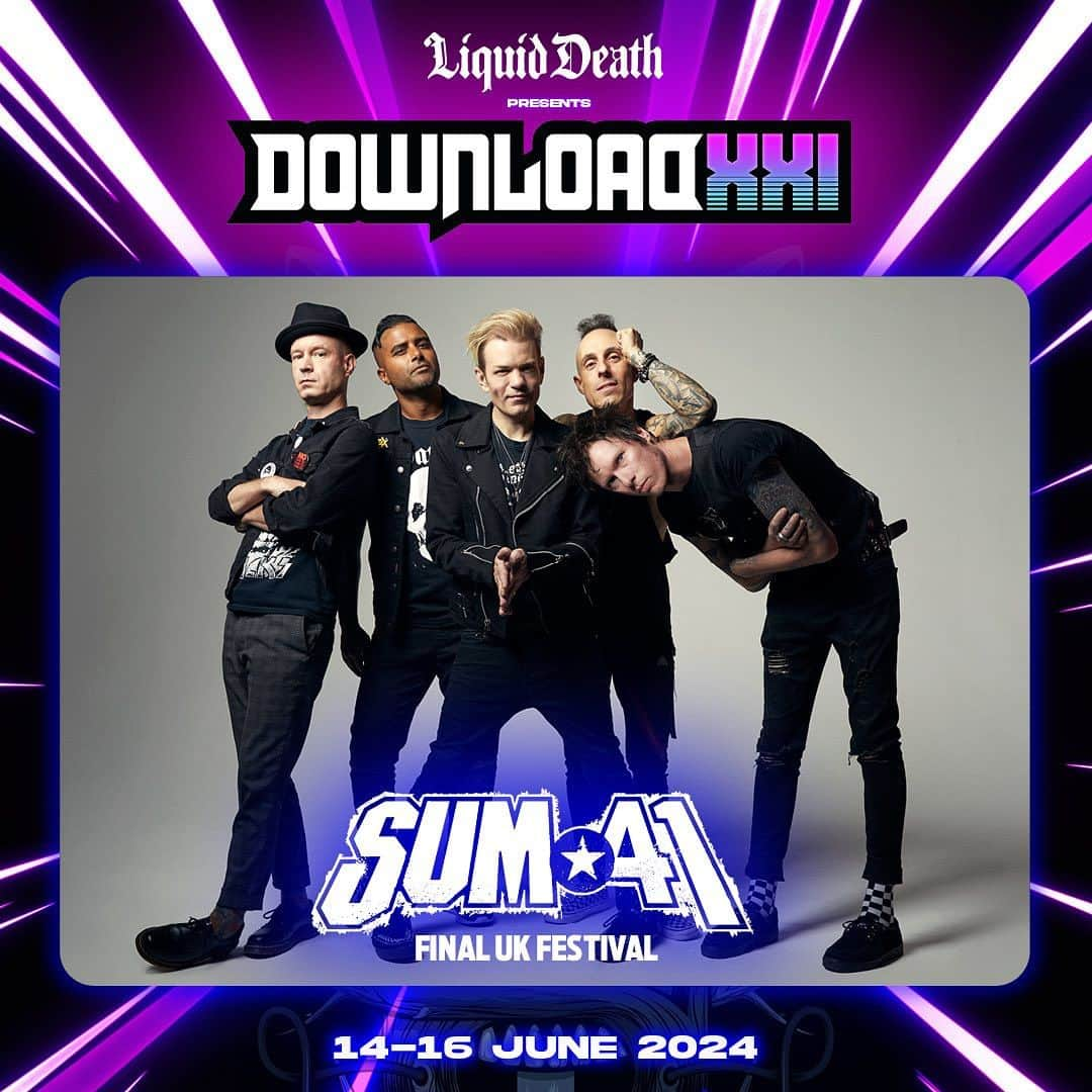 Sum 41さんのインスタグラム写真 - (Sum 41Instagram)「We're coming back to @downloadfest one last time! See you June 14-16, 2024 in Derby, UK. Tickets go on sale Thursday, November 9th at 9pm at downloadfestival.co.uk. #DLXXI」11月8日 6時26分 - sum41