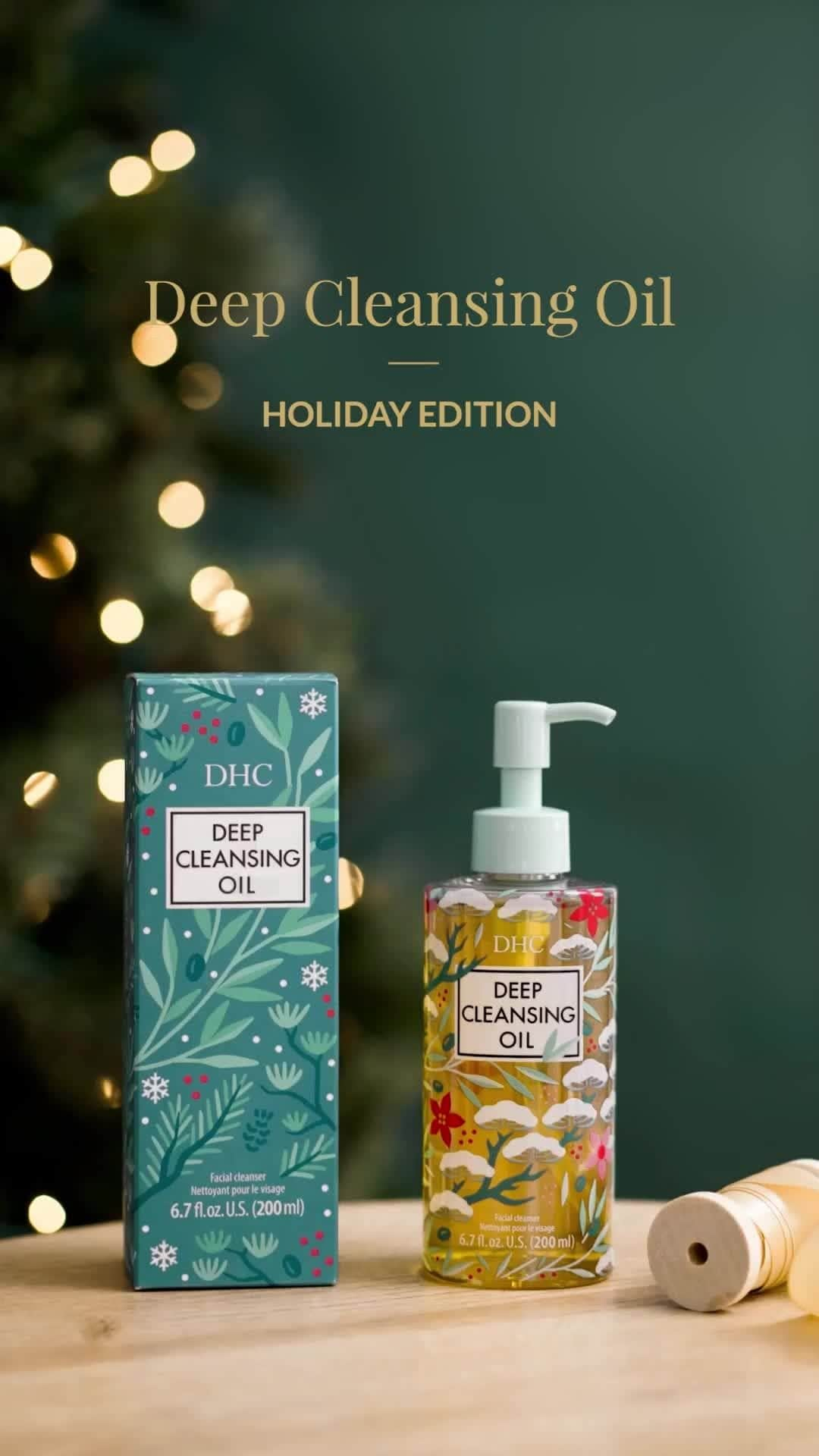 DHC Skincareのインスタグラム：「It's back! Treat yourself to Holiday Edition Deep Cleansing Oil 💛 A beautifully designed bottle embodying the joy of the holiday season 🌟」