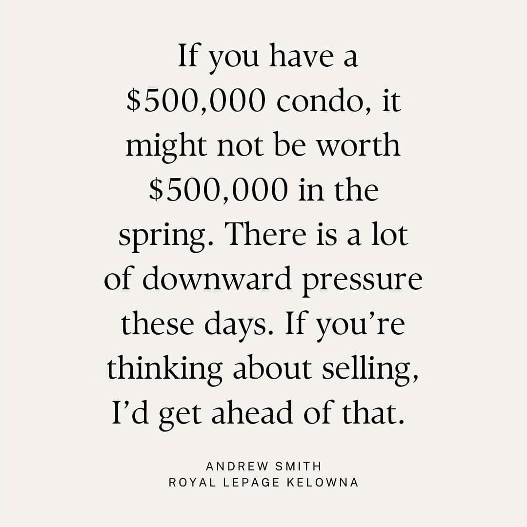 キエラ・スミスさんのインスタグラム写真 - (キエラ・スミスInstagram)「If you’re considering selling in the spring, it might be wise to move that time table up.   A lot of people operate airbnbs in the summer and rent to students in the winter, and they are thinking the same thing… “let’s put it on the market in the spring.”   If you have your $500,000 condo, it might not be worth $500,000 in the spring. There is a lot of downward pressure these days. If you’re thinking about selling, I’d get ahead of that.」11月8日 7時21分 - kierrasmith