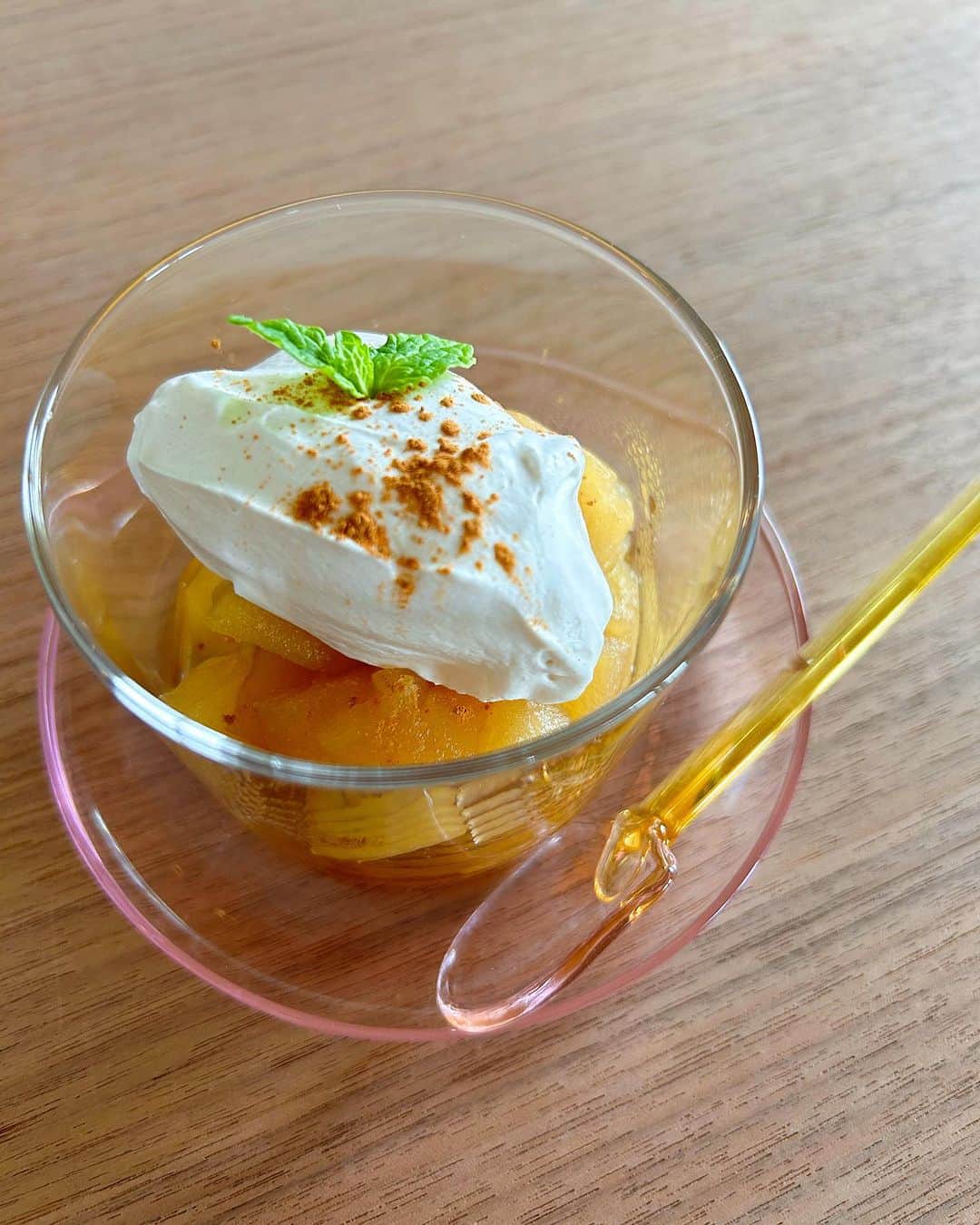 長谷川理恵さんのインスタグラム写真 - (長谷川理恵Instagram)「林檎が美味しい季節ですね🍎 フィスラーのお鍋で スパイスと一緒に林檎を煮て veganのホイップクリームを添えました。。。 ほっこり癒されるお味で ボンも大好物です🫶  #フィスラー #fissler #フィスラー公式アンバサダー」11月8日 8時29分 - rie_hasegawa