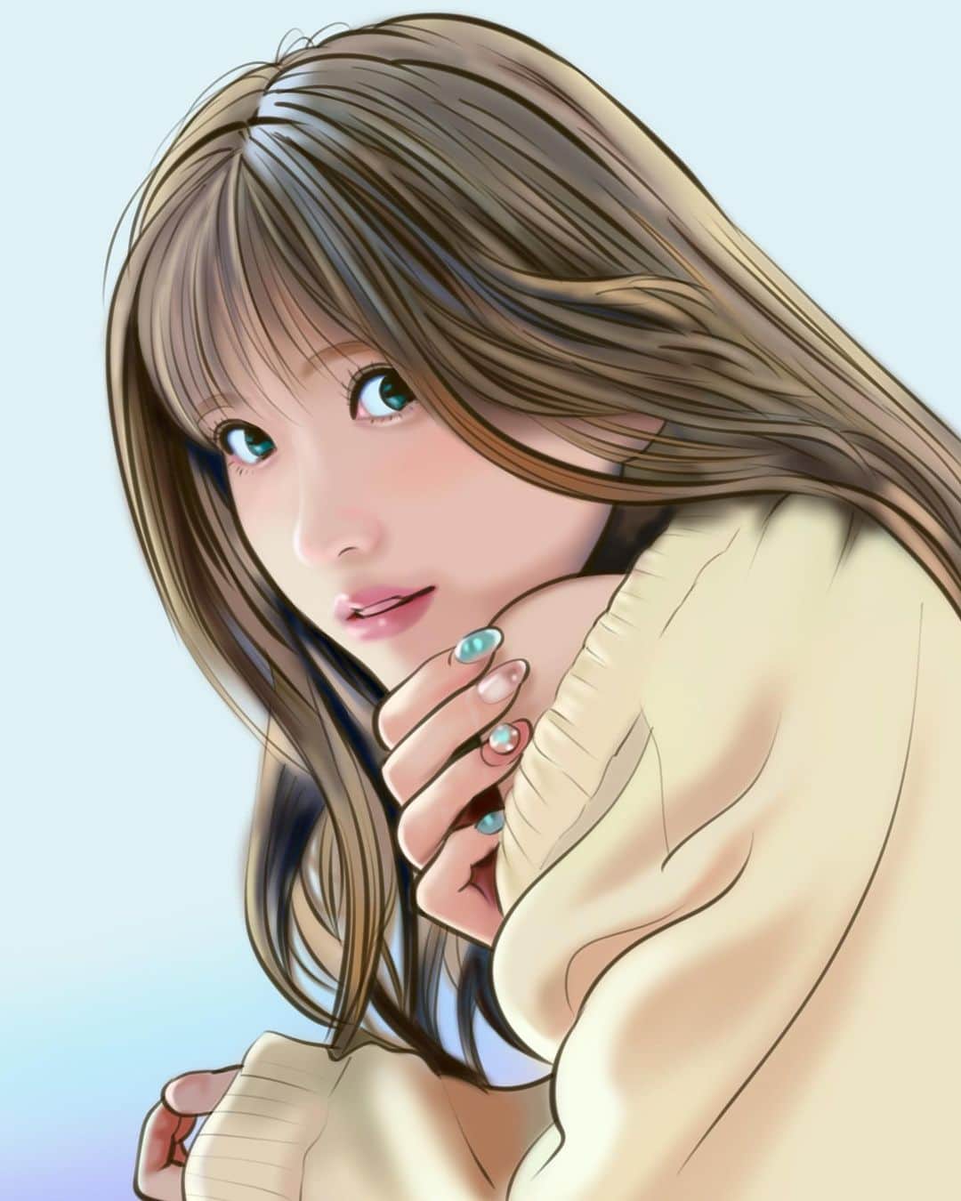 てらりんのインスタグラム：「『HIMEKAさん(@hmk_queen )』  #イラスト #イラストレーション #キャバ嬢 #モデル #グラビアモデル #ヒメカ #illustration #portrait #art #drawing #hostess #model #himeka」