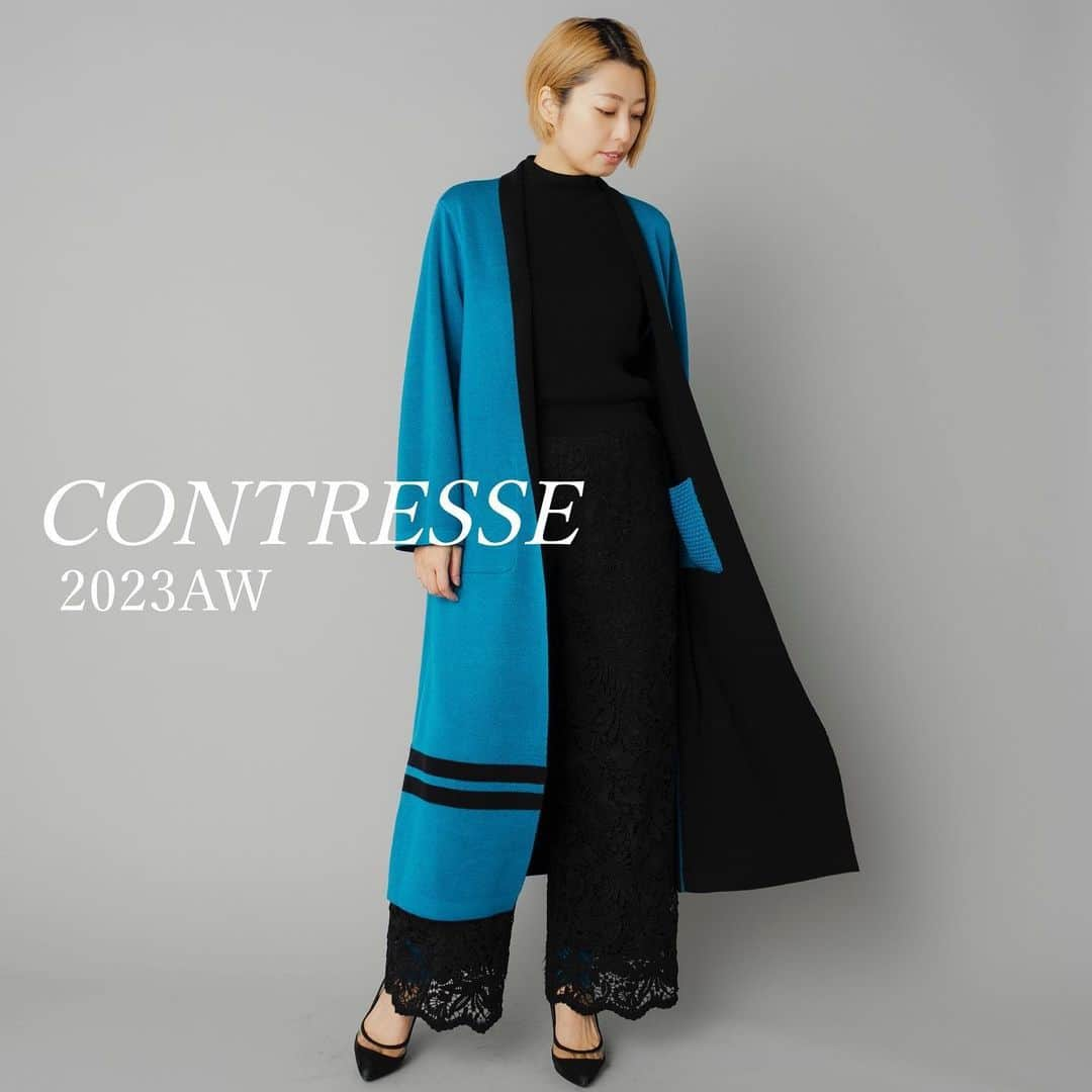 春花きららのインスタグラム：「新作ニットのご紹介🧵✨  CONTRESSE 2023AW Collection  🏷️リバーシブルニットコート 2色展開/35,000+tax  🏷️畔ニットカーディガン 4色展開/23,000+tax  🏷️リブレギンス 4色展開/14,000+tax  🏷️異素材使いニットワンピース 3色展開/30,000+tax  🏷️ニットマフラー 2色展開/12,000+tax  🏷️ニットトートバッグ 4色展開/13,000+tax  ただいまシャンテにて販売中です！！ ぜひお気軽にご試着なさってみてください♡  またオンラインショップでも販売予定です✨ 今しばらくお待ちください☺︎  #contresse  #コントレッセ  #日本製ニット  #新潟県加茂市  #秋冬  #ファッション  #ニット  #ニットバッグ  #ニットコート  #畔編み  #ニットカーディガン #ニットコーデ  #レディース」