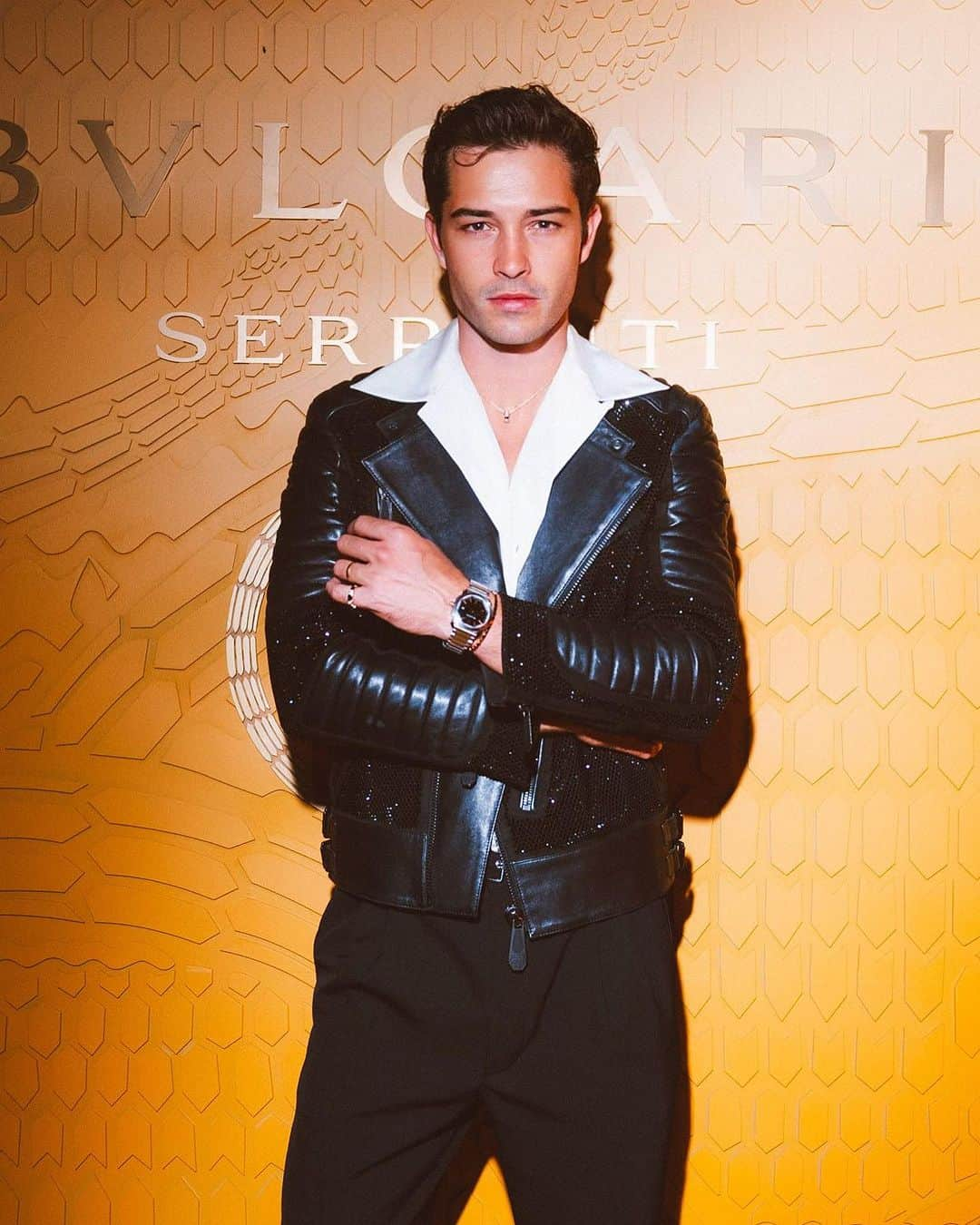 フランシスコ･ラチョースキーのインスタグラム：「Noite especial com @bulgari celebrando os 75 anos da Serpenti. ⚡️   Obrigado pelo look @fazziolijohn  #Serpenti75 #BulgariJewelry」