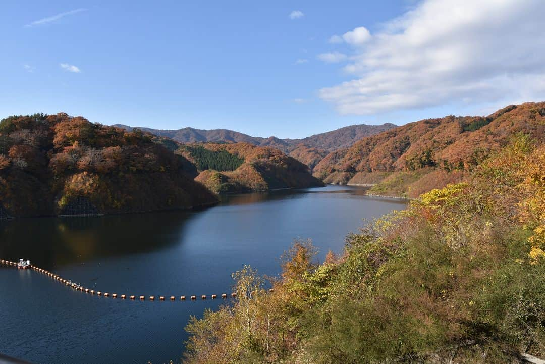 福島県のインスタグラム：「【木戸川渓谷紅葉（楢葉町）】  楢葉町の木戸川渓谷では、季節ごとに変わる景色や自然の魅力を堪能することができます。  特に秋は色とりどりに染まった赤や黄のコントラストが美しく、多くの人を楽しませてくれます。木戸ダムから約3kmの遊歩道が整備されているので、紅葉を眺めながらハイキングもできます。  また、紅葉と一緒に雄滝（おたき）や雌滝（めたき）をはじめとした楢葉町の雄大な自然も感じられます。  ぜひ美しい秋の木戸川渓谷を見に出かけてみてはいかがでしょうか。  ※写真は過去に撮影したものです。紅葉の見頃についてはご確認の上お出かけください。  #木戸川渓谷 #木戸ダム #紅葉 #紅葉狩り #滝 #雄滝 #雌滝 #楢葉町 #相双地方 #浜通り地方 #福島県 #narahatown #fukushima #RealizeFukushima #NotADreamFukushima #ひとつひとつ実現するふくしま」