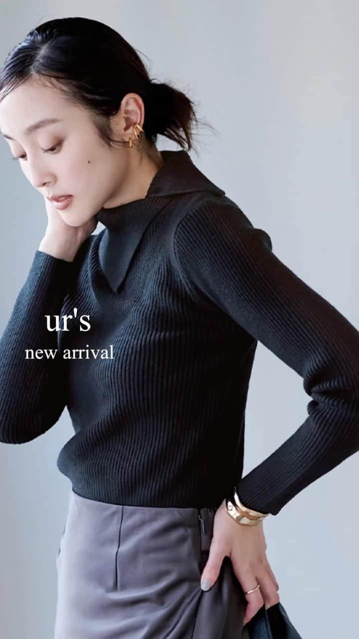 ur'sのインスタグラム：「new arrival 11/8（水）販売の新作アイテムをご紹介  ▶デザイン襟付きリブニット ¥5,929（税込） size:F color；オフホワイト/ブラウン/ブラック No.BDW16153    #urs #urs_official  #ユアーズ」