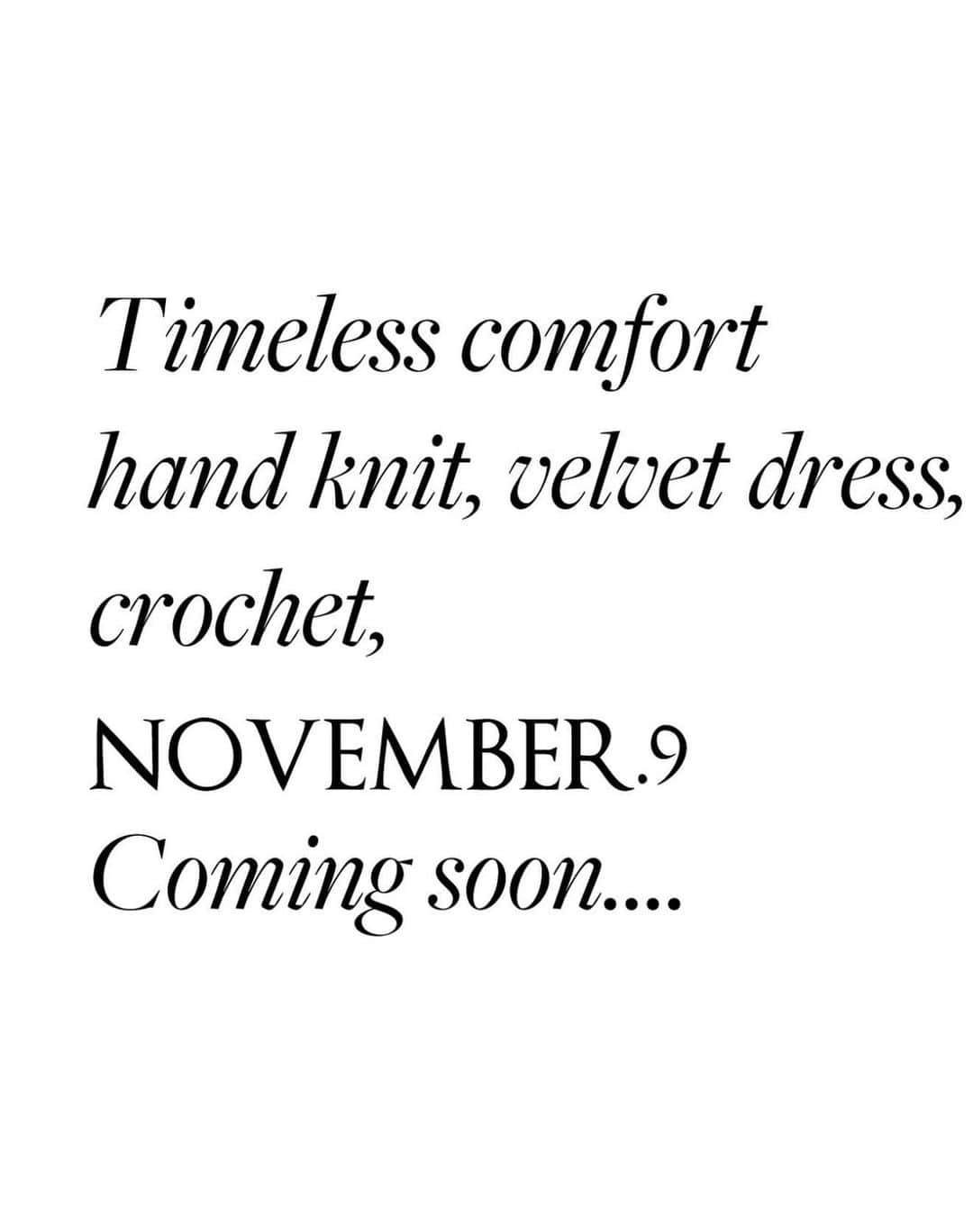 のインスタグラム：「COMING SOON  11/9」