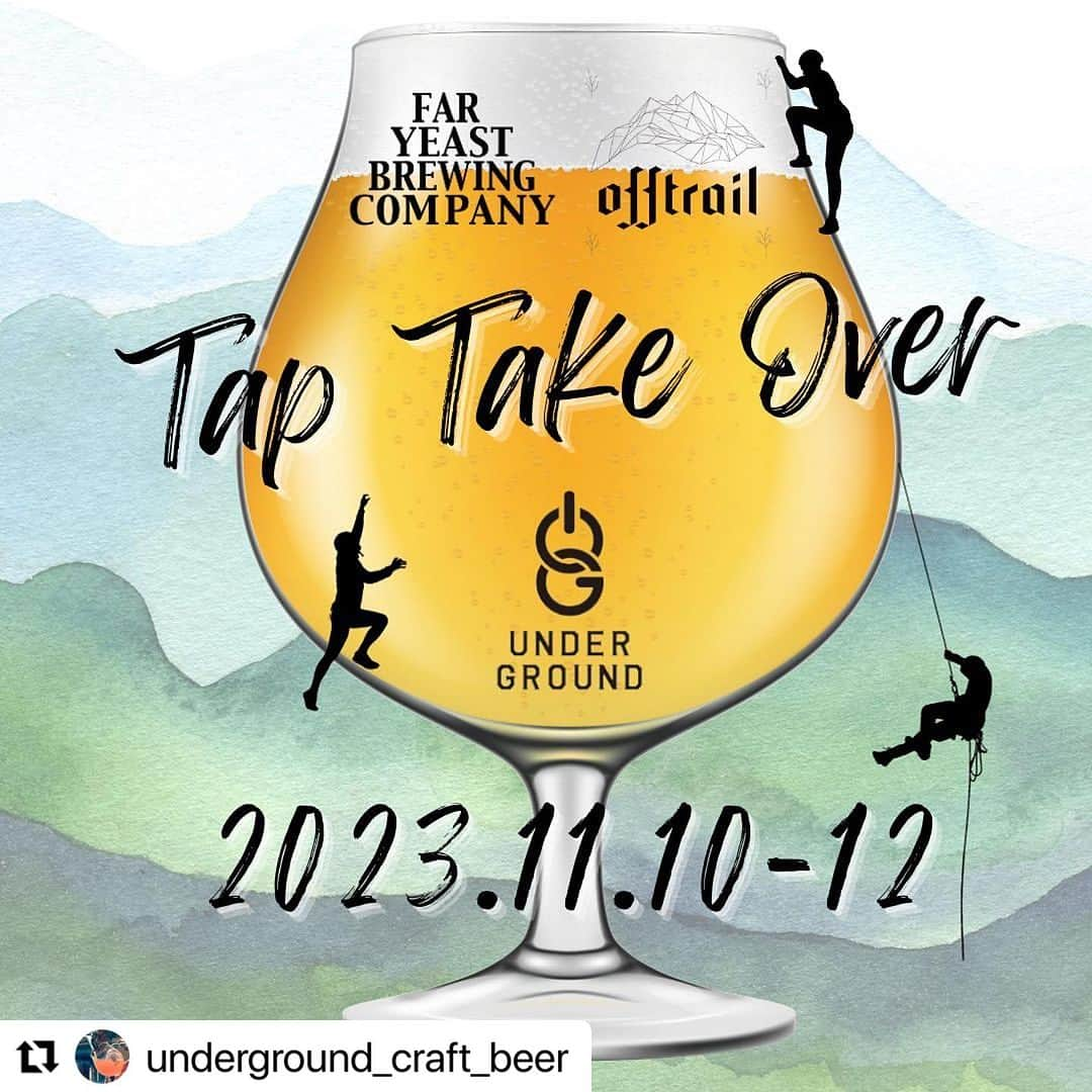 FAR YEAST BREWINGのインスタグラム：「〈今週末は赤羽にしろうさん見参！〉  今週末のイベント情報🍻  11/10（金）〜12（日）、東京・赤羽のクラフトビールバー&ボトルショップのUNDERGROUND赤羽店さんで、FYB&Off TrailのTap Take Overを開催していただきます🍻  土曜はブルワーのコハヤカワが、日曜は代表のしろうさんがお店にお邪魔いたします🙌🏻  期間中は山梨にちなんだスペシャルフードが登場するとか✨  ぜひお越しください！！  👇🏻詳細は下記より👇🏻  #Repost @underground_craft_beer  ・・・ 赤羽のクラフトビールバー&ボトルショップのUNDERGROUND赤羽店です。  📣イベント告知📣 11/10(金)から11/12(日)の3日間で山梨のFar Yeast Brewingのタップテイクオーバー開催いたします！！  またファーイーストが手掛ける、バレルエイジに特化したブランド「Off Trail」からも3種繋げる予定です🍺 しかもこの3種は先日行われた「Asia Beer Championship2023」にてそれぞれ金、銀、銅を獲得し、ワイルドビール部門を総なめにした液種となってます！  ゲストとして11/11(土)にはブルワーの方が、11/12(日)には代表の山田様がご来店予定です！ 是非色々聞いてみてください😊  それでは皆様のご来店心よりお待ちしております🍻  “UNDER GROUND赤羽店” 赤羽駅から徒歩4分 東京都北区赤羽1-66-5 03-6454-4838  【営業時間】 火曜日〜金曜日 16:00〜23:30  土曜日 12:00〜23:30  日曜日 12:00〜22:00  月曜日 18:00〜23:30  HAPPY HOUR 平日16:00〜18:00  #undergroundcraftbeer #underground赤羽 #アングラ赤羽 #赤羽クラフトビール #赤羽ビール #赤羽 #赤羽飲み #クラフトビール #craftbeer #ボトルショップ #クラフトビール専門店 #グラウラー #クラフトビール持ち帰り #ハンバーガー #クラフト餃子 #タコス #スパイスカレー #faryeastbrewing #offtrail」