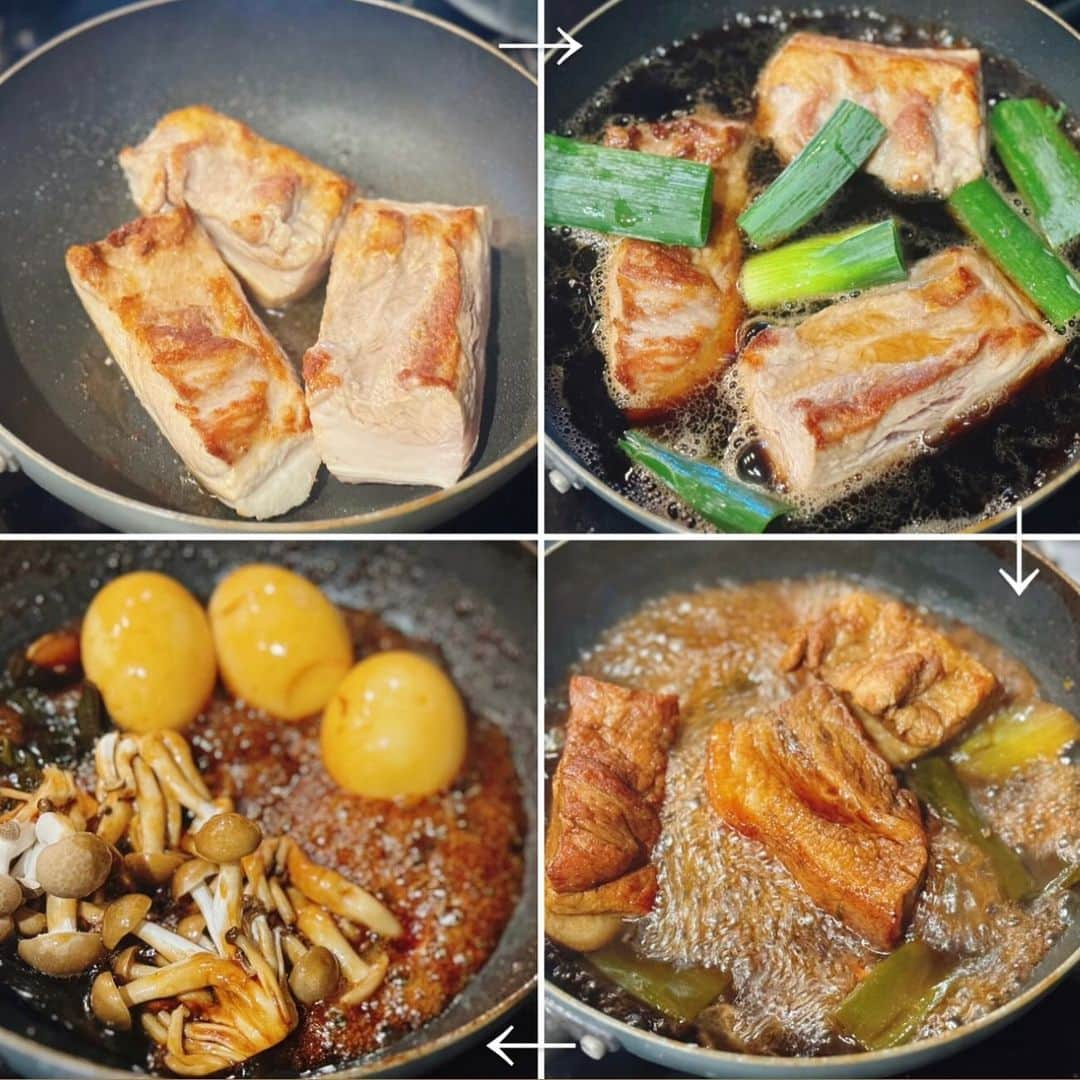 ゆうきさんのインスタグラム写真 - (ゆうきInstagram)「お鍋をはじめ、お肉料理や和え物など　 我が家でも大活躍の"味ぽん®︎"で チャーシューを作りました。 @mizkan_official  写真の味ぽん®︎は、 「はじめしゃちょー」さんとコラボした 味ぽん®︎のオリジナルデザイン はじぽん！（非売品）  誰が。って、 普段「はじめしゃちょー」のYouTube動画を見ている娘が、いちばん喜び、興奮してました😁 "はじぽん" を見ては、「すご！」と言い、 はじめしゃちょー考案のレシピで作った料理を食べては 「うま！」と😄  はじめしゃちょー考案、 きのこを使った味ぽん®︎料理は、 手軽に作れて、ベースの味ぽんで、 しっかり味が決まります✊  今回の料理、 味ぽん®︎とコーラだけで、驚きのおいしさ！ 本当においしかったので これから煮込み料理にも、味ぽん®︎を活用したい。 照りってりのタレは、思わず喉がなり、 ご飯にバウンドしても、卵と一緒に食べてビールも、 最高でした！  そして、お知らせ📢 "レシピ投稿キャンペーン"が 10月31日から11月10日まで開催！  「味ぽん®×旬食材」の料理を作って写真を撮り、 Instagram、または、X（旧Twitter）で #旬ごちキャンペーン　と Mizkan公式アカウント（ @mizkan_official ） のメンションを付けて投稿。  抽選で"はじぽん"と豪華賞品が20名様に当たります🎯  ぜひ、参加してください♪  はじめしゃちょー考案の トロミティインフィニティーダイバーシティチャーシュー！！！！（＝チャーシュー）レシピ⬇︎  ▼材料（2人前） 豚バラ肉　ブロック：1kg 塩・こしょう：少々 ゆで卵：３個 まいたけ/しめじ：１パック（１００ｇ） 長ねぎ：１／２本（青い部分も使用） <Ａ> ミツカン　味ぽん®：360ml コーラ：500ml おろしにんにく：小さじ１（お好みで入れてください） おろししょうが：小さじ１（お好みで入れてください） ※はじめしゃちょーはインパクトのために肉1kgで実施していますが、その通りでなくても大丈夫です。その際「味ぽん®：コーラ」＝「１：２」程度でお願いいたします。  ▼作り方 [１]　豚肉は３等分に切り塩・こしょうをふる。まいたけは食べやすい大きさに裂く。長ねぎは青い部分は３等分に切り、白い部分は白髪ねぎにする。 [２]　小さめのフライパンを強火で熱して、豚肉の表面を焼く。全面に焼き色がついたら、ペーパータオルで油を取り除き、＜Ａ＞、長ねぎの青い部分を加え、煮立ったら落しぶたをし、弱火で３０分程度煮込む。途中で肉の上下を返す。 [３]　落としぶたを取り、弱火〜中火で15分程度煮汁を煮詰める。豚肉を取り出してゆで卵とまいたけを加え２～３分煮込んだら、ゆで卵とまいたけを取り出し、再度煮汁にとろみがつくまで煮詰める。 [４]　豚肉を薄切りにし、ゆで卵、まいたけ、白髪ねぎとともに盛り付ける。仕上げに[３]の煮汁を回しかける。 ※ゆで卵は、沸騰してから６分３０秒ほどゆでると半熟卵になり、黄身がトロッとします。 ※フライパンは２０ｃｍのものを使用しています。 ・ ・ ・ #PR #味ぽん#旬ごち #おうちごはん#晩ごはん#夜ご飯#夕食#晩酌#おかず #レシピ#豚バラ#おうち居酒屋#乾杯#料理#はじめしゃちょー」11月8日 18時57分 - yuukitohikari