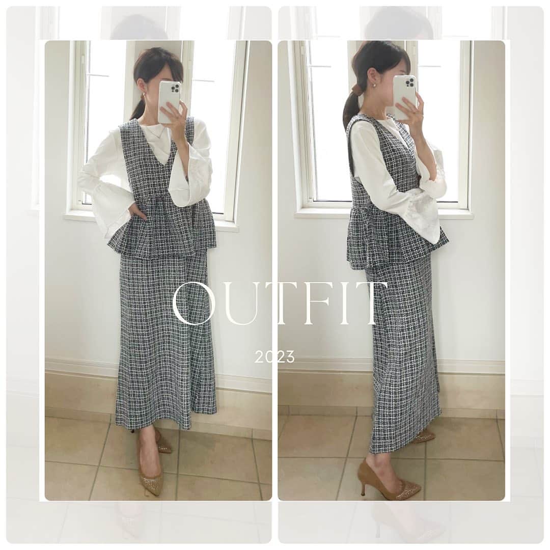原田あかねのインスタグラム：「#153cmコーデ   フレアトップス高見えするから買ってよかった☺️  tops @kobe_lettuce #レタジョ one-piece @myu____official  pumps @dianashoespress   #153cm#骨格ウェーブ#秋コーデ」