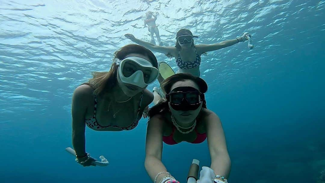 山崎みどりさんのインスタグラム写真 - (山崎みどりInstagram)「skin diving🧜🏽‍♀️🧜🏽‍♀️🧜🏽‍♀️🧜🏽‍♀️ 🏝️宮古島　 Miyako island  みんなでずーっと泳いでた🫧🪸🫧 最高気持ち良かったな🥺🤍  ちなみに私はWhiteのマスク🤿  ラストの写真は さて 海面に上がろうかな。って思ったら はるちに体をholdされてるとこ。💪🏻 ヤメテ 笑  ──────────────────────────  #🪸#divinglife #divingphoto #divingtrip#無人島#海遊び#スキンダイビング#skindiving #longfin #skindiver  #ビキニ #ブラジリアンビキニ #bikini #水着　#ビキニ女子 #sealovers #水着女子」11月8日 20時20分 - midori_yamasaki_