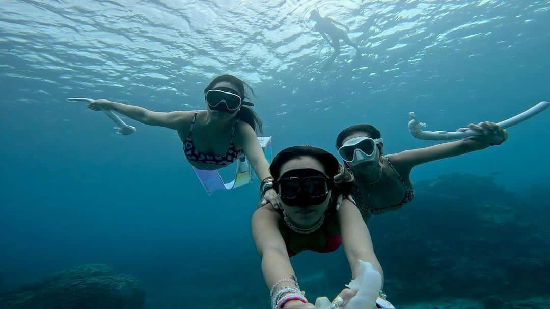 山崎みどりさんのインスタグラム写真 - (山崎みどりInstagram)「skin diving🧜🏽‍♀️🧜🏽‍♀️🧜🏽‍♀️🧜🏽‍♀️ 🏝️宮古島　 Miyako island  みんなでずーっと泳いでた🫧🪸🫧 最高気持ち良かったな🥺🤍  ちなみに私はWhiteのマスク🤿  ラストの写真は さて 海面に上がろうかな。って思ったら はるちに体をholdされてるとこ。💪🏻 ヤメテ 笑  ──────────────────────────  #🪸#divinglife #divingphoto #divingtrip#無人島#海遊び#スキンダイビング#skindiving #longfin #skindiver  #ビキニ #ブラジリアンビキニ #bikini #水着　#ビキニ女子 #sealovers #水着女子」11月8日 20時20分 - midori_yamasaki_