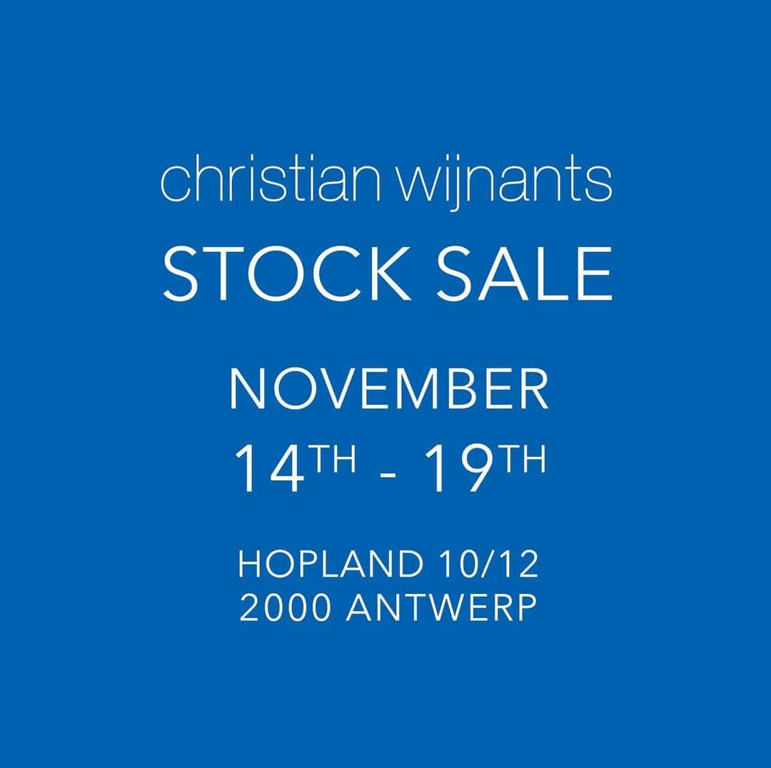 クリスチャンワイナンツのインスタグラム：「Antwerp Stock Sale November 14th - 19th Hopland 10/12, 2000 Antwerp  Tuesday - Saturday 10:00 - 19:00 Sunday 12:00 - 18:00  Shop clothing, fabrics and yarns from past women’s collection.  #christianwijnants #stocksale #stockverkoop #antwerp #antwerpen #savethedate」