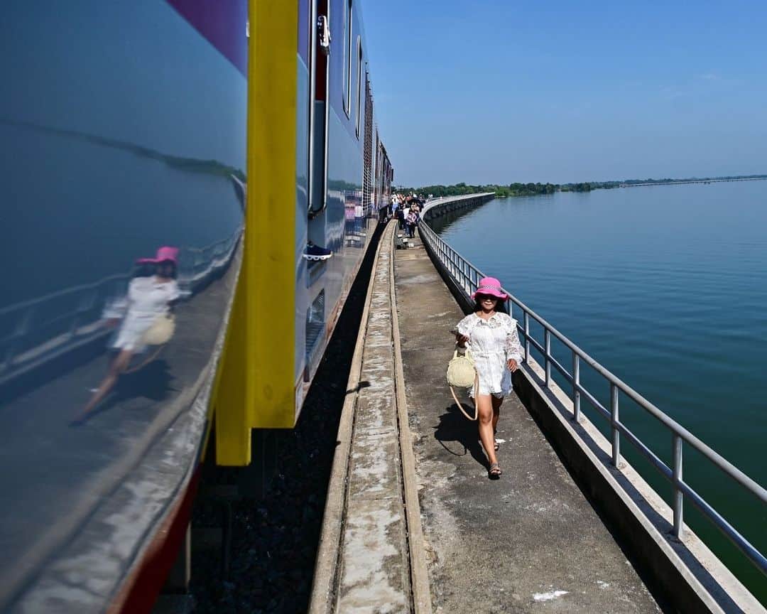 AFP通信さんのインスタグラム写真 - (AFP通信Instagram)「All aboard Thailand's 'floating train'⁣ ⁣ Hundreds of passengers boarded this year’s first so-called floating train from Bangkok before sunrise, crossing a reservoir over a series of viaducts to enjoy the spectacular water views.⁣ For most of the year, cattle graze underneath the bridge "but from October to January, the water is high on both sides which gives the impression that the train is floating on water". ⁣ ⁣ 📷 @mananvatsyayana #AFPPhoto」11月8日 21時00分 - afpphoto