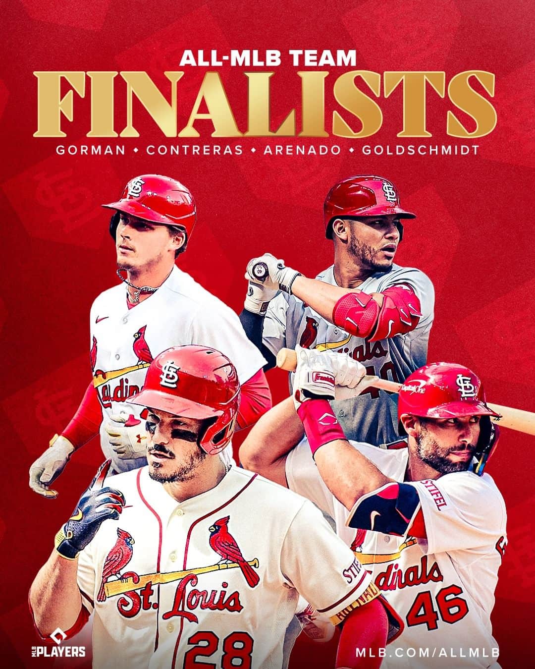 セントルイス・カージナルスさんのインスタグラム写真 - (セントルイス・カージナルスInstagram)「Four Cardinals are finalists for the All-MLB team!  Cast your vote for Willson, Goldy, Gorman, and Nado at MLB.com/ALLMLB!」11月9日 8時59分 - cardinals