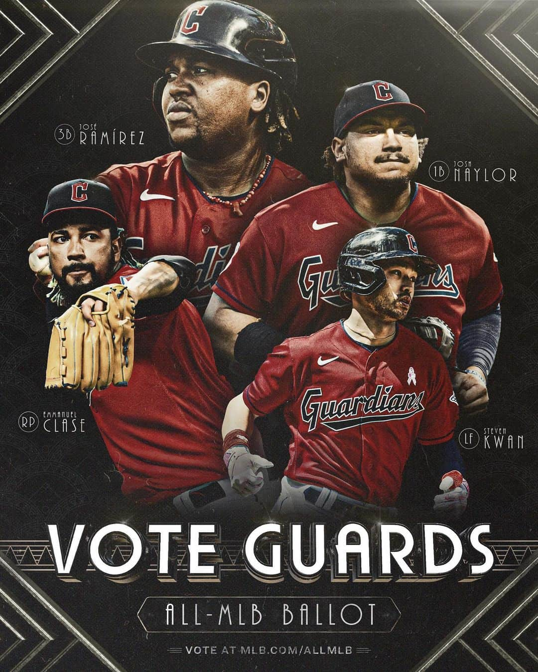 クリーブランド・インディアンスのインスタグラム：「A couple of the fellas are up for some more hardware.  Get your votes in!  #ForTheLand」