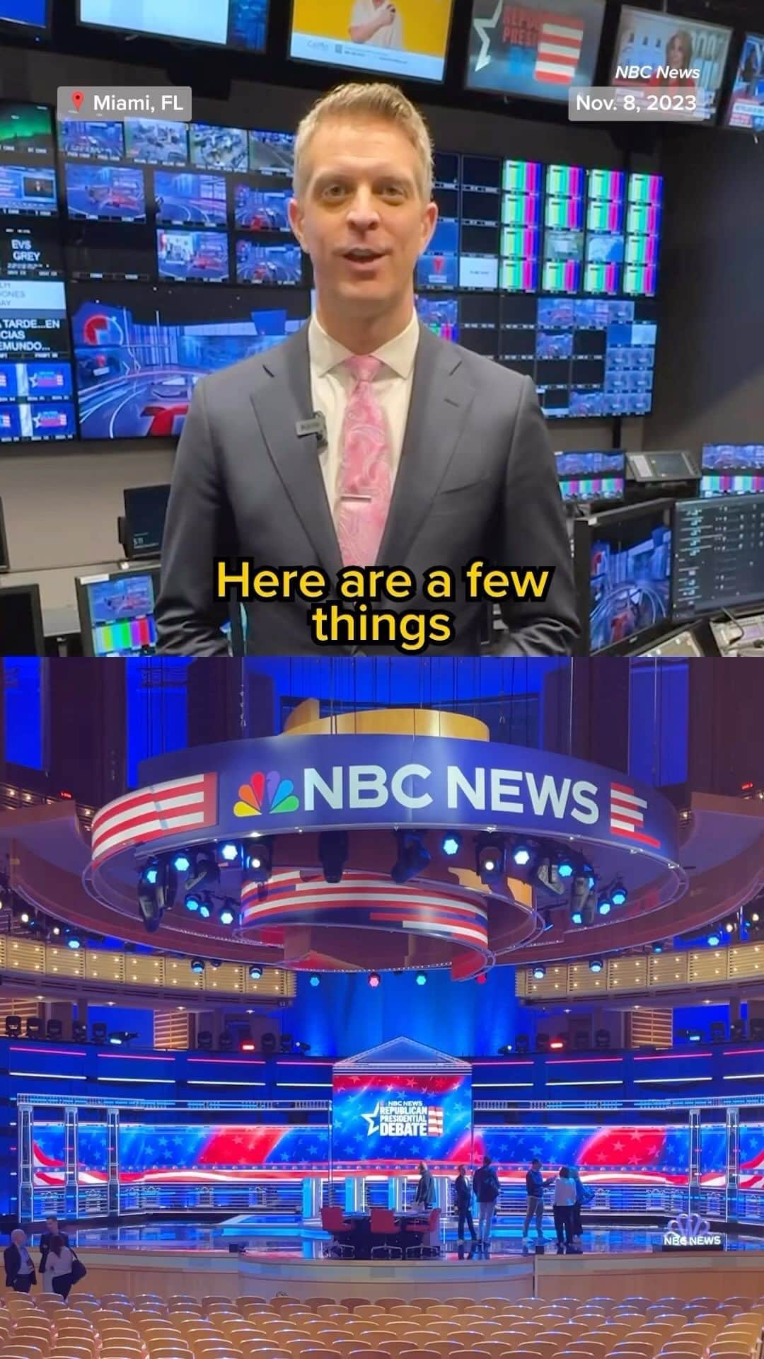 NBC Newsのインスタグラム：「Light signals, note-taking and absolutely no coaching: Garrett Haake breaks down the rules for @NBCNews’ Republican presidential debate.」