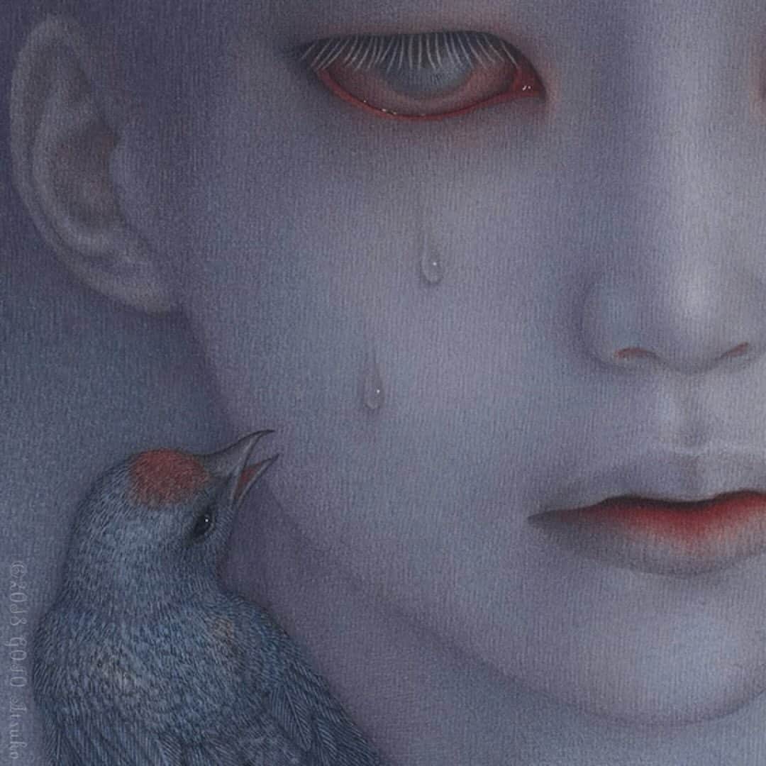 後藤温子のインスタグラム：「"愛 / Love" Watercolor on cotton cloth / 2018」