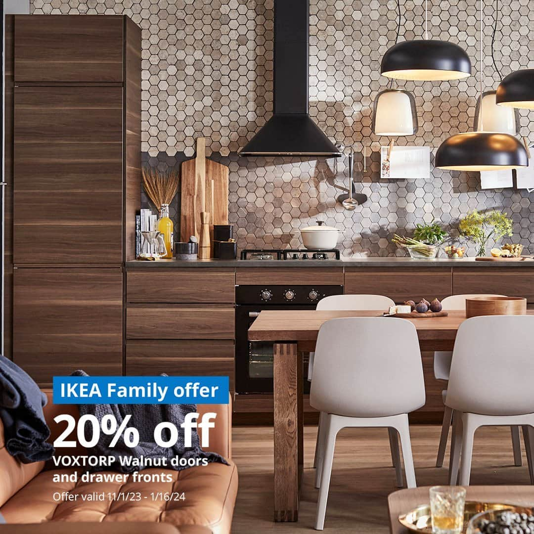 IKEA USAのインスタグラム：「Two delicious deals to give your kitchen an affordable holiday upgrade! Act fast, these IKEA Family offers end soon. Shop kitchens at link in bio.   *U.S. only while supplies last. Selection may vary by store and online. Restrictions apply IKEA-USA.com.」