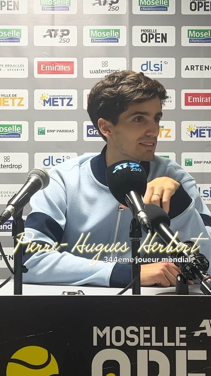 ピエール＝ユーグ・エルベールのインスタグラム：「🎾 C’est une des belles histoires du Moselle Open. Pierre-Hugues Herbert retrouve des couleurs et atteint les quarts. Réaction complète sur moselle.tv」