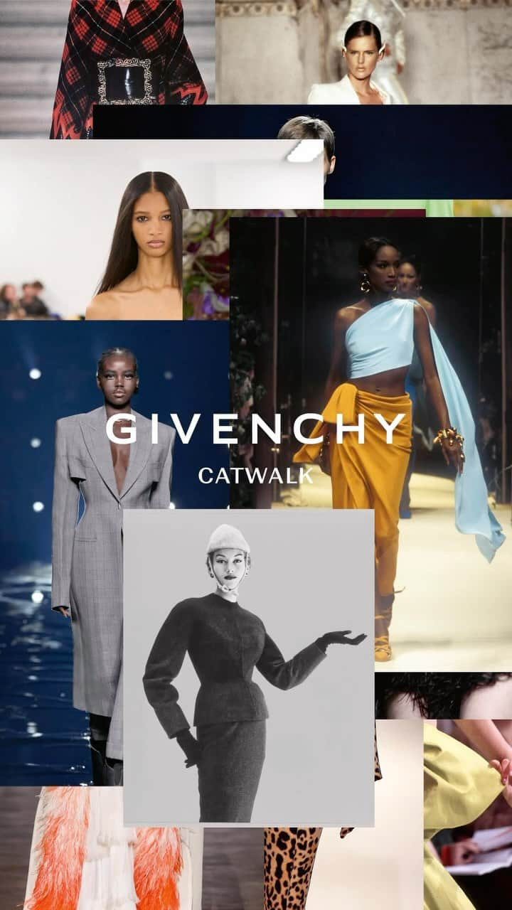 ジバンシィのインスタグラム：「givenchy catwalk offers the first comprehensive overview of the house of givenchy’s haute couture and ready-to-wear collections from the house’s debut in 1952 to today, presented through original catwalk photography」