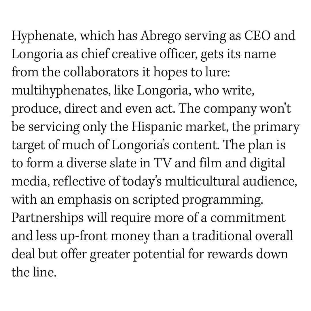 エヴァ・ロンゴリアさんのインスタグラム写真 - (エヴァ・ロンゴリアInstagram)「So proud to begin this journey with my dear friend and collaborator Cris Abrego. We will be the change this industry needs!! 💪🏽 @hyphenatemediagroup」11月9日 2時24分 - evalongoria