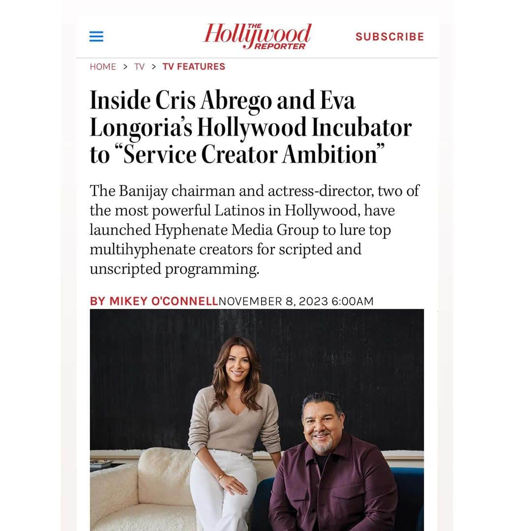 エヴァ・ロンゴリアのインスタグラム：「So proud to begin this journey with my dear friend and collaborator Cris Abrego. We will be the change this industry needs!! 💪🏽 @hyphenatemediagroup」