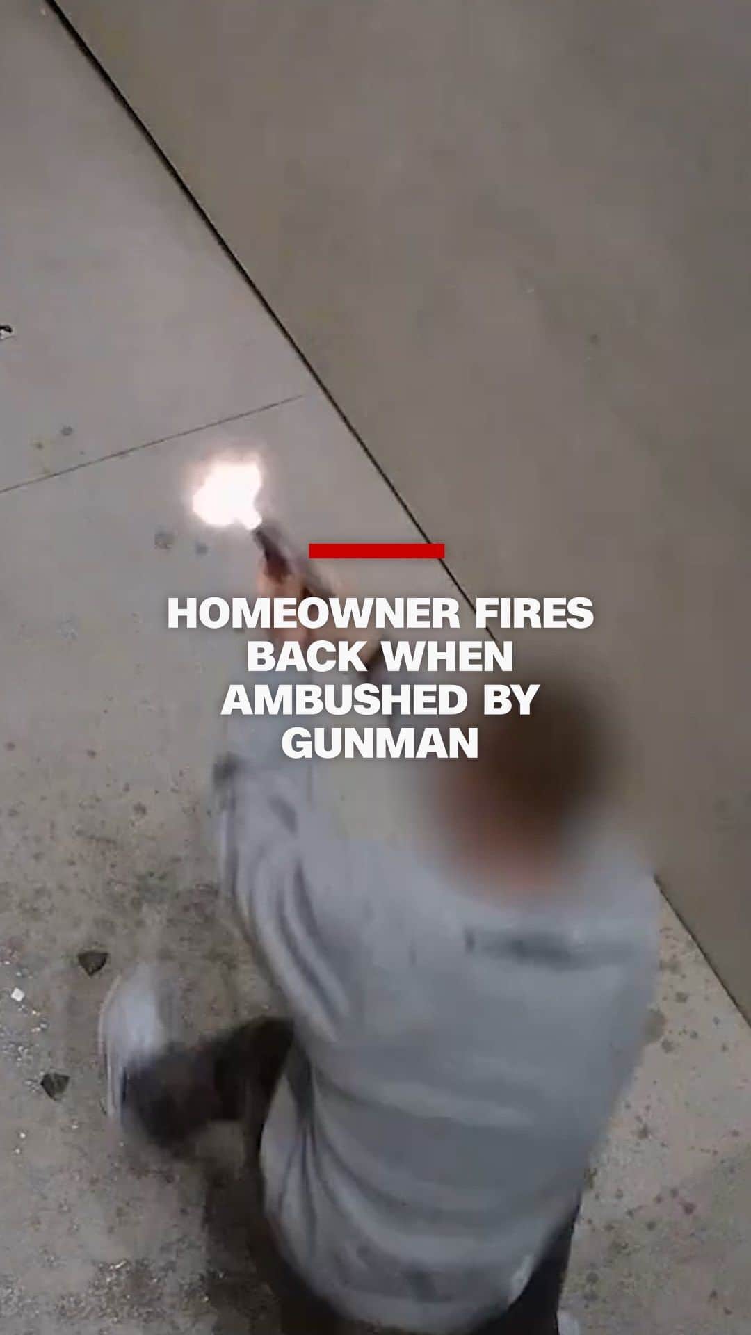 CNNのインスタグラム：「Home security camera video shows the moment a California man fired back at armed intruders who ambushed him as he was walking up to his front door. At least one of the would-be intruders shot back before taking off empty handed.」