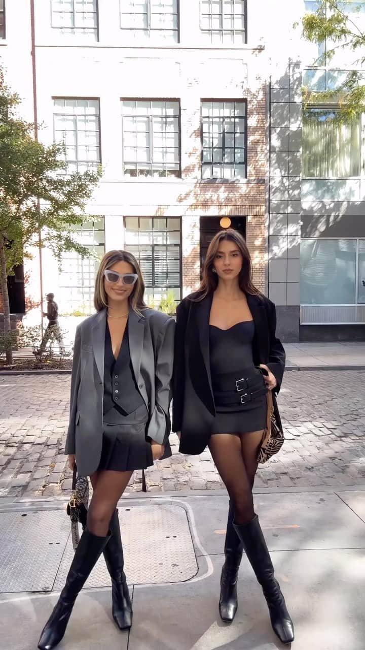 ウォルフォードのインスタグラム：「“Tights on repeat all Fall”, catch phrase of the day by NYC bbf @yhasminatiphaine & @christinaelezaj, Pure 10! Smooth, even matt look, second-skin softness & innovative seamless bonding tech. Wear on repeat!」