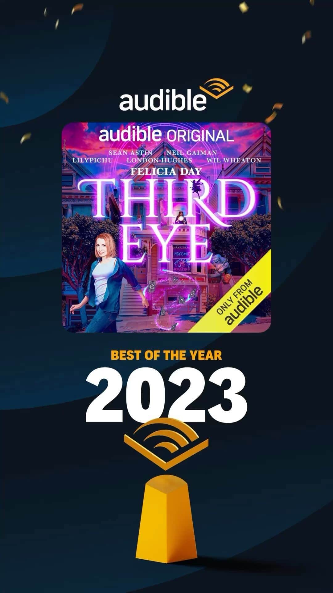 フェリシア・デイのインスタグラム：「SO excited to share that Third Eye was selected as one of @audible’s #BestOfTheYear for 2023! Check out all of the winners at my link in bio!!」