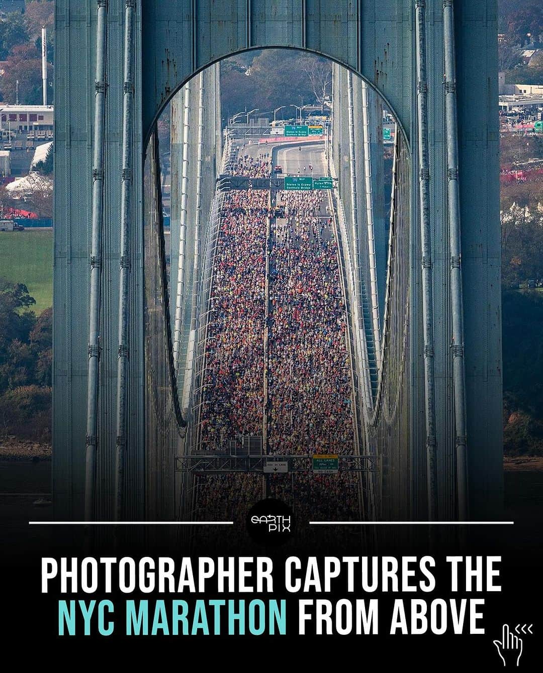 Earth Picsのインスタグラム：「Photographer @craigsbeds captures these Breathtaking Views of the NYC Marathon From above」