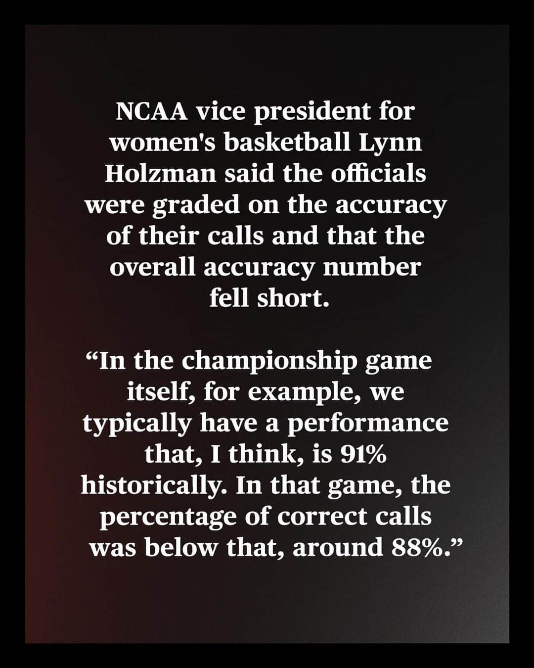 espnさんのインスタグラム写真 - (espnInstagram)「The NCAA noted this review was only about the 2023 NCAA tournament and that individual conferences govern their officials during the regular season.」11月9日 4時10分 - espn