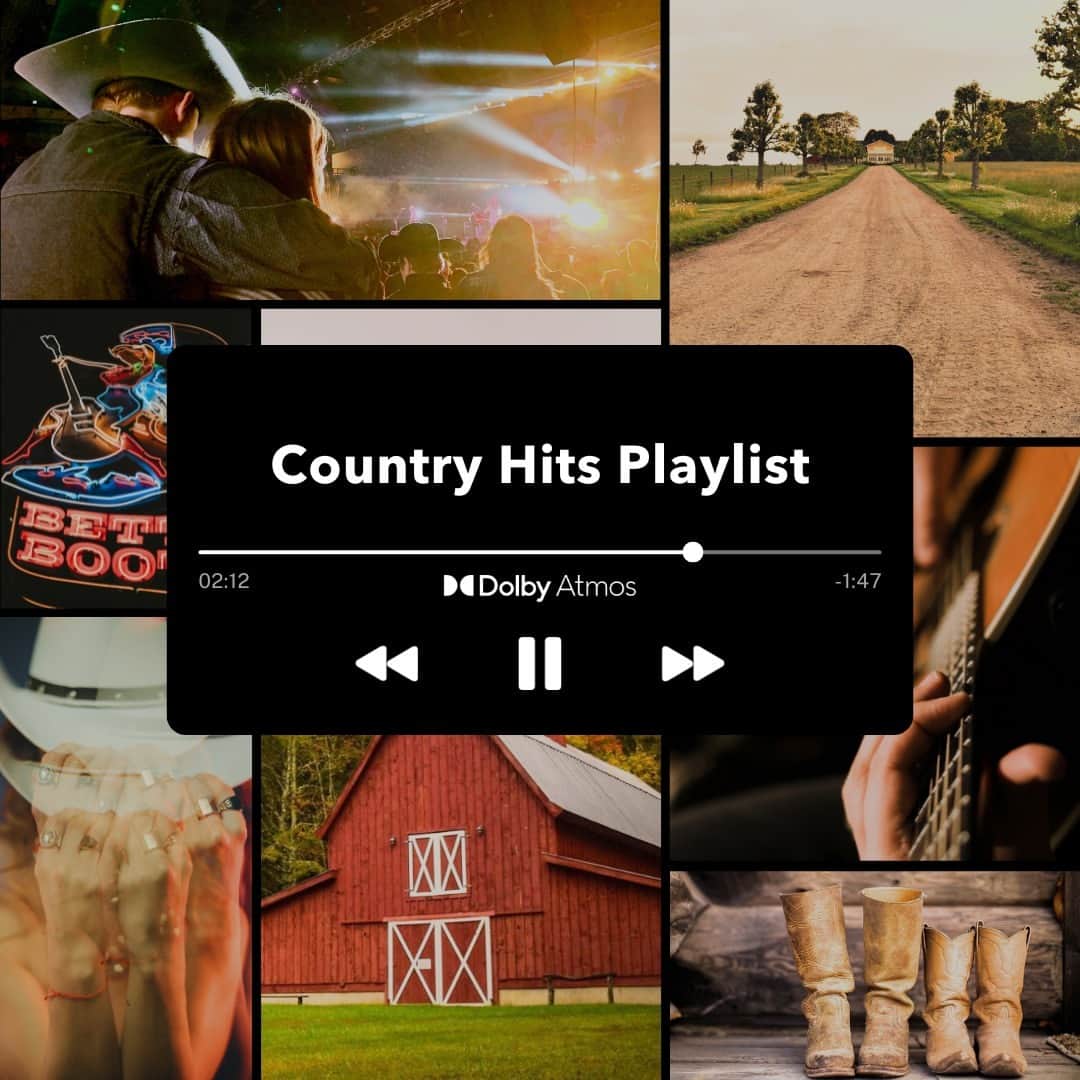 ドルビーラボラトリーズのインスタグラム：「The sun ain’t even gone down and we’re already listening to @udiscovermusic's Country Hits Playlist in #DolbyAtmos on @applemusic. Link in bio to listen 🤠」
