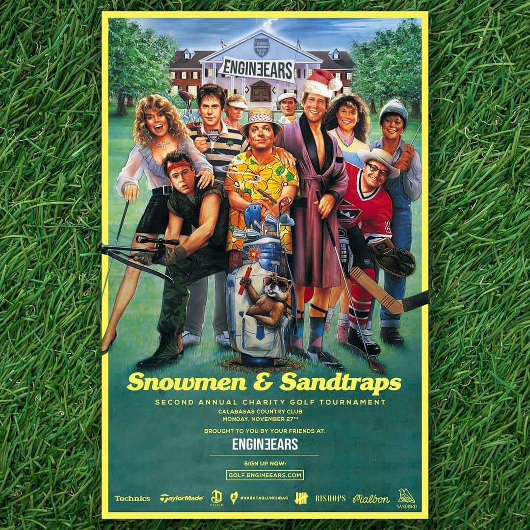 MAN DAYNARDのインスタグラム：「Seasons Greeting’s From EngineEars!   Monday, November 27th, the Second Annual ‘Snowmen & Sandtraps’ Holiday Golf Tournament is back at the Calabasas Country Club with now Over $150,000 in Prizes!  Special Thanks to our incredible sponsors @MalbonGolf @TaylorMadeGolf @SandBirdgolf @Technics_global @Deleontequila @Undefeatedinc @Undefeatedfoundation @BishopsLTD  Visit Golf.EngineEars.com (or click the link in bio) to grab your Single Player or Team Tickets!   All profits will be donated to provide meals, toys, and unwavering support for families during the Holiday Season, thanks to our partners at @hashtaglunchbagla.⁠ . . . #EngineEars #SeeingSounds #NeverBeenBetter #MusicProduction #MixEngineering #Mastering #AudioEngineering #Golf」