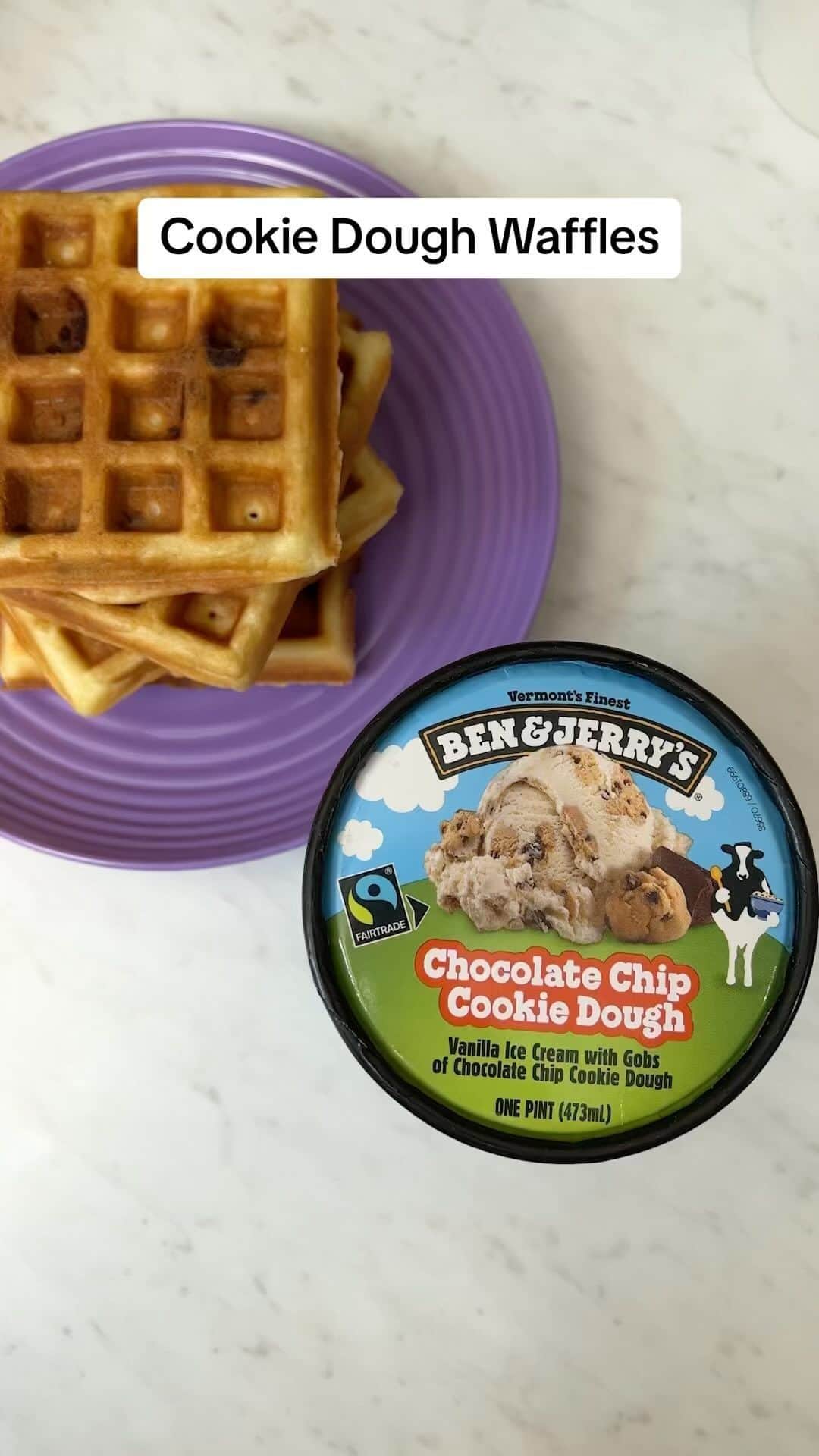 Ben & Jerry'sのインスタグラム：「They’re waffully delicious (sorry, we had to do it). #benandjerrys #icecream #waffles #cookiedoughwaffles #dessertforbreakfast」