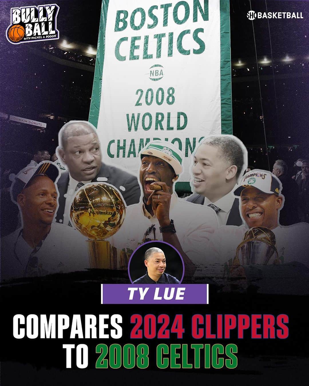レイチェル・ニコルズのインスタグラム：「There are a lot of similarities between this year’s Clippers team and the 2008 Celtics.  Ty Lue’s experience with the C’s is the perfect fit for this team.  Don’t miss our new @shobasketball show Bully Ball with @rachel_nichols and @boogiecousins!」