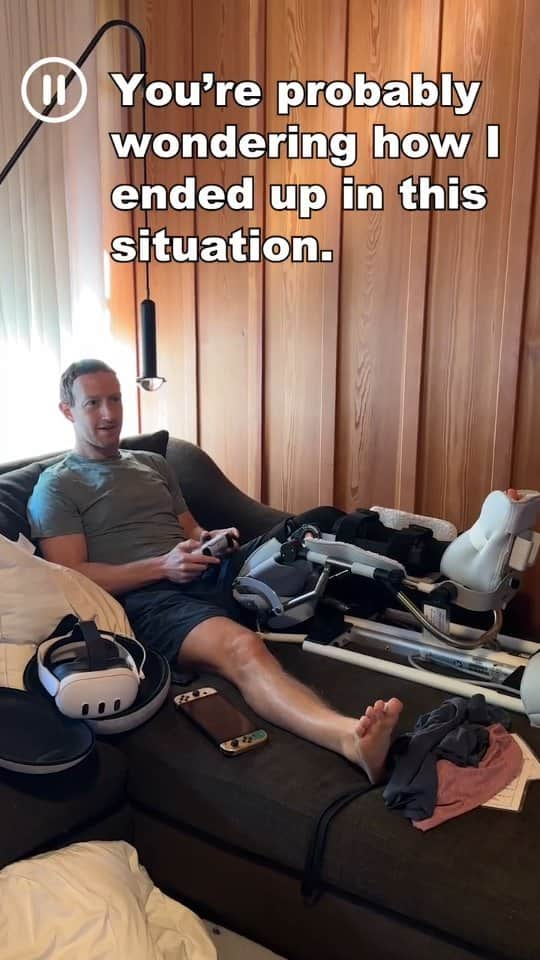 マーク・ザッカーバーグのインスタグラム：「Recovery is going well so far. But for those wondering how I got here... 🙃」