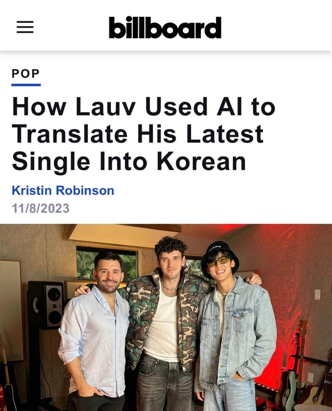 ケビン さんのインスタグラム写真 - (ケビン Instagram)「Just casually being innovators🔥  I had the amazing opportunity to write the lyrics and record the Korean version of @lauvsongs “Love U Like That”. We were able to recreate the song into Korean using @hooky.co advanced AI voice technology thanks to the mastermind behind it all @djswivel 🙌🏻  Check out the Korean version out now on all streaming platforms!🩵  LAUV의 신곡 “Love U Like That”의 한국어 버전의 작사의 노래를 맡았습니다. 너무 신기하게도 @hooky.co 를 통해 AI 보이스 모델링 기술을 활용해 제 목소리에 라우브 인공지능 필터를 입혀 완성이 되었습니다. 저도 라우브 음악의 팬으로써 너무나 즐겁고 신기한 경험이었습니다. “Love U Like That” Korean Ver. 지금 발매되었으니 많은 관심 부탁드립니다!🩵」11月9日 6時00分 - kevinwoo_official