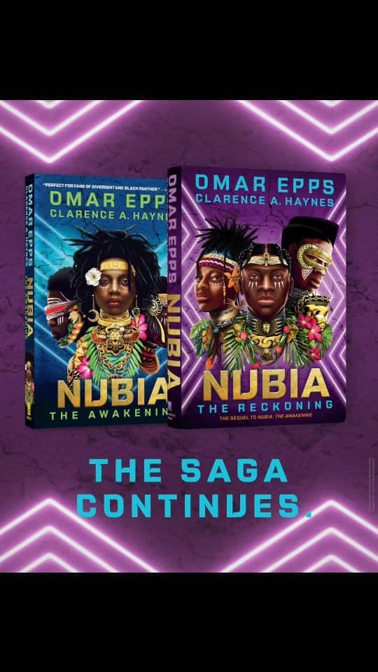 オマー・エップスのインスタグラム：「Can y'all believe it? A year ago today, the hardcover of Nubia: The Awakening was released. Just 12 months later, there's now a paperback and sequel. We thank everyone from the bottom of our hearts for the continued support, enthusiasm, and spreading the word. Here's reel celebrating the past year's journey.🙌🏾🌺🙏🏾✨️✨️✨️✨️✨️ More to come. ✨️ 🎉🎉🎉」