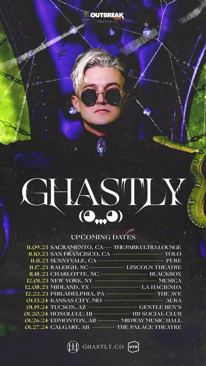 Ghastlyのインスタグラム：「Back on the road this fall (◕,,,◕)  Where will I see u?」