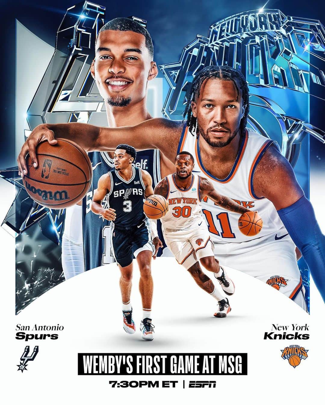 NBAさんのインスタグラム写真 - (NBAInstagram)「Wemby makes his MSG debut as Brunson, Randle and the Knicks look to defend home court!  Catch Spurs/Knicks at 7:30pm/et on ESPN! 🍿」11月9日 7時22分 - nba