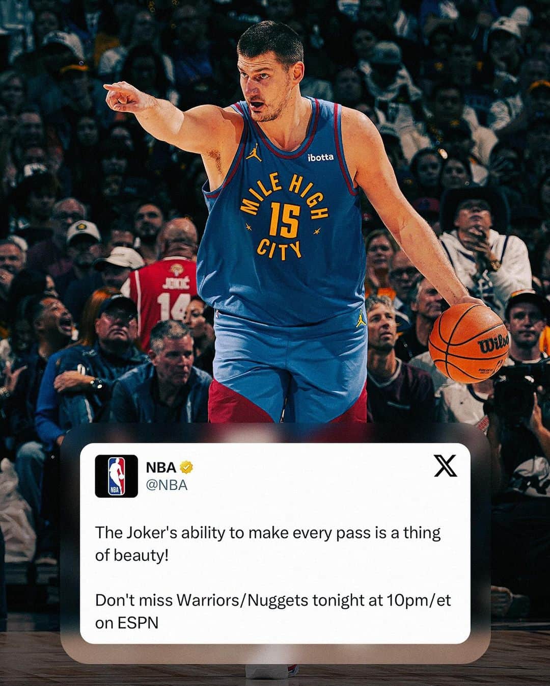 NBAのインスタグラム：「👀 🃏 🎯   We’re running out of ways to describe the JOKER’s vision!」